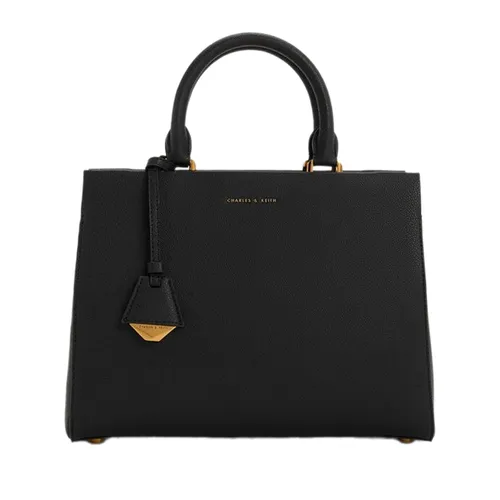 Túi Xách Tay Nữ Charles & Keith Mirabelle Structured Rectangular Handbag Black CK2-50160152_BLACK Màu Đen