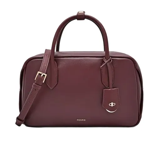 Túi Xách Tay Nữ Pedro Rectangular Leather Handbag Burgundy Red PW2-65060009_WINE Màu Đỏ Burgundy
