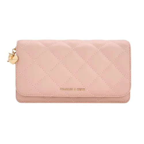 Ví Dáng Dài Nữ Charles & Keith&nbsp;CNK Arrietty Quilted - Light Pink Wallet CK6-30681237 Màu Hồng Nhạt