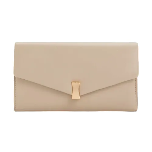 Ví Dáng Dài Nữ Charles & Keith CNK Lilibet Chain-Strap Long Wallet - Dusted Oat CK6-30770737 Màu Trắng Kem