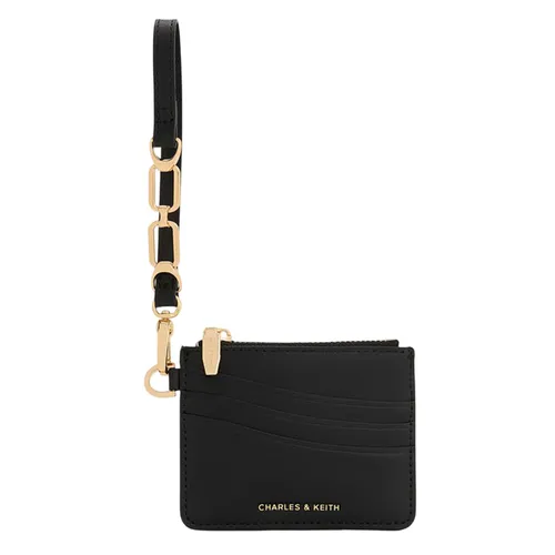 Ví Đựng Thẻ Nữ Charles & Keith CNK Agatha Chain-Accent Wristlet Card Holder CK6-50701580 Black Màu Đen