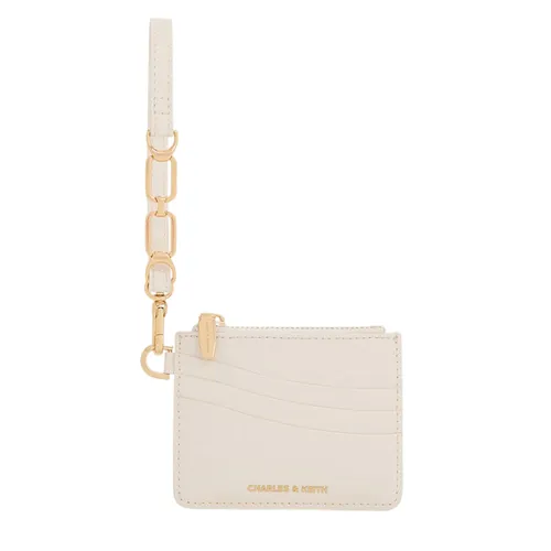 Ví Đựng Thẻ Nữ Charles & Keith CNK Agatha Chain-Accent Wristlet Card Holder CK6-50701580 Cream Màu Trắng Kem