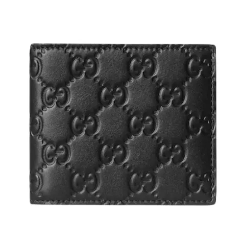 Ví Nam Gucci Emblem Bi-fold Wallet In Black GG Leather 850175 AAFDV 1000 Màu Đen