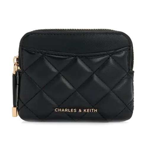 Ví Nữ Charles & Keith CNK Alva Quilted Top-Zip Card Holder - Black CK6-50681238_BLACK_XXS Màu Đen