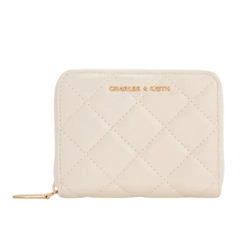 Ví Nữ Charles & Keith CNK Alva Quilted Zip-Around Wallet CK6-10770678 Cream Màu Kem