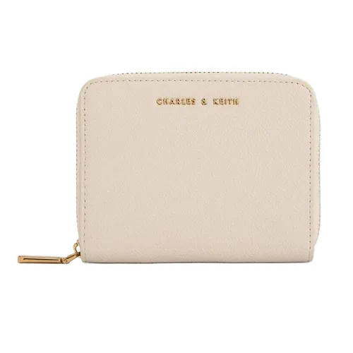 Ví Nữ Charles & Keith CNK Basic Square Zip Wallet Ivory CK6-10770255_IVORY Màu Trắng Ngà
