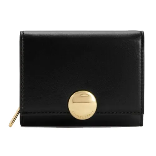 Ví Nữ Charles & Keith CNK Behn Foldable Short Wallet Black CK6-10770722 Màu Đen