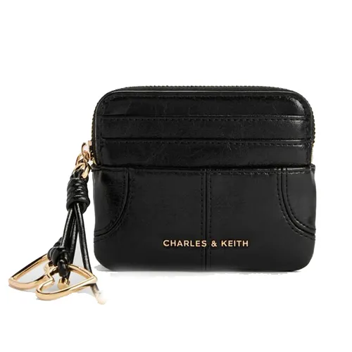 Ví Nữ Charles & Keith CNK Ciara Top-Zip Card Holder - Black CK6-50681248_BLACK_XXS Màu Đen