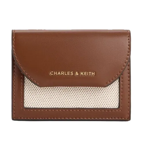 Ví Nữ Charles & Keith CNK Enola Canvas Foldable Wallet Chocolate CK6-10770715-1 Màu Nâu Be
