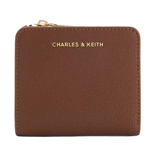 Ví Nữ Charles & Keith CNK Keely Top Zip Square-Shaped Short Wallet Dark Brown CK6-50770634 Màu Nâu Đậm