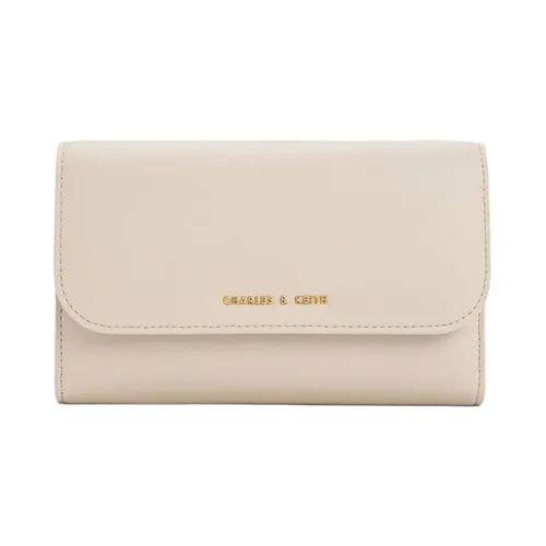 Ví Nữ Charles & Keith CNK Magnetic Front Flap Long Wallet Ivory CK6-10840550_IVORY Màu Trắng Ngà