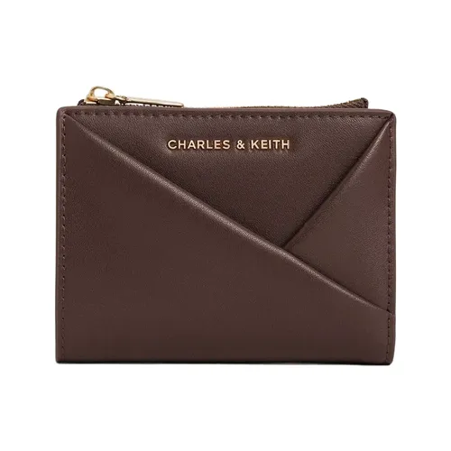 Ví Nữ Charles & Keith CNK Midori Geometric Short Wallet Dark Brown CK6-10770628_EP.BRW Màu Nâu Đậm