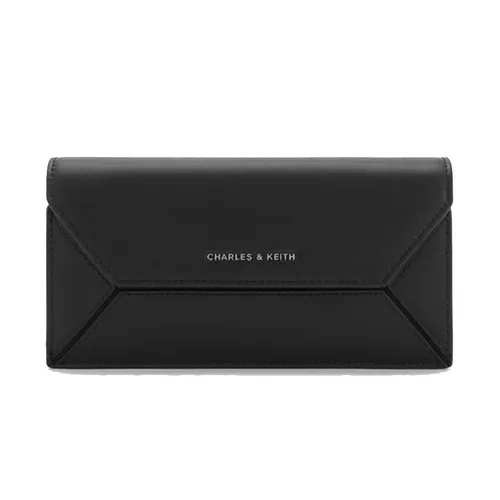 Ví Nữ Charles & Keith CNK Nasrin Geometric Long Wallet - Noir CK6-30770723_NOIR_XS Màu Đen
