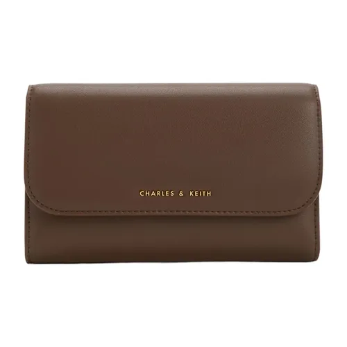 Ví Nữ Charles & Keith CNK Octavia Front Flap Long Wallet Dark Brown CK6-10840550_DK.BRW Màu Nâu Đậm