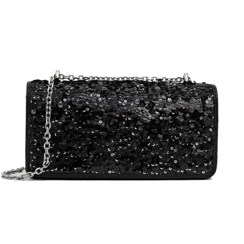 Ví Nữ Charles & Keith CNK Paffuto Sequinned Wallet On Chain - Noir CK6-10680924-A_NOIR_XS Màu Đen