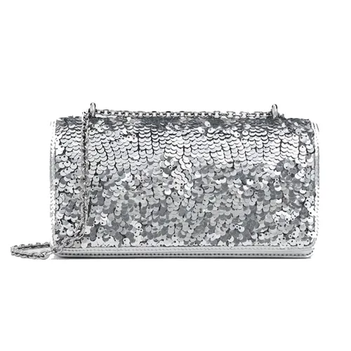 Ví Nữ Charles & Keith CNK Paffuto Sequinned Wallet On Chain - Silver CK6-10680924-A_SILVER_XS Màu Bạc