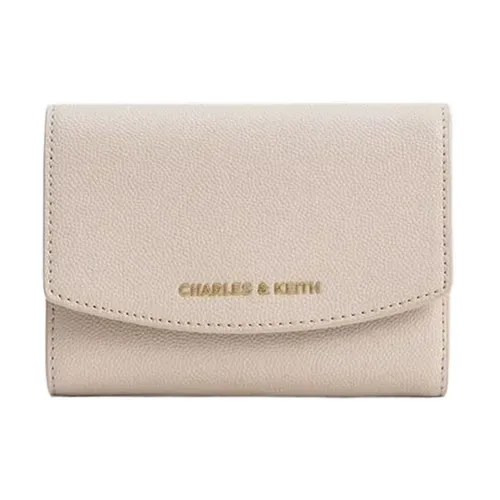 Ví Nữ Charles & Keith&nbsp;CNK Short Wallet With Curved Front Flap Gray White CK6-10770633_OAT Màu Trắng Xám