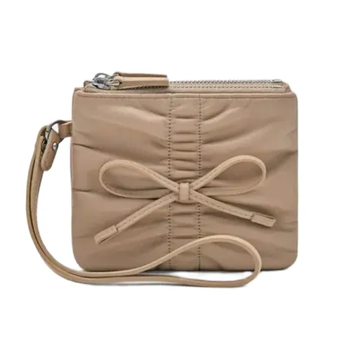 Ví Nữ Pedro Ruched Mini Square Wallet Gray Brown PW4-95940012_TAUPE Màu Nâu