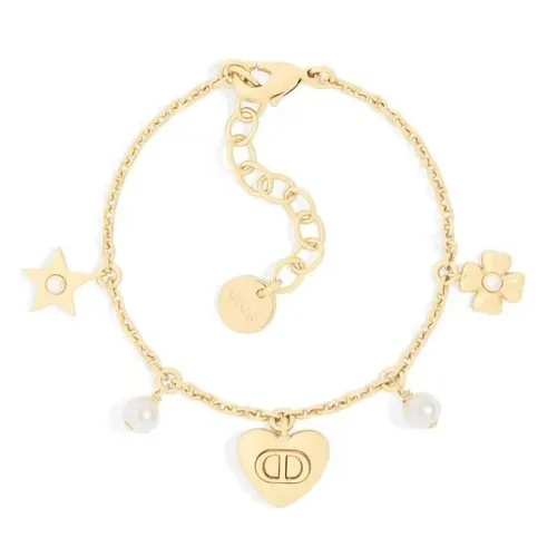 Vòng Đeo Tay Nữ Dior Lucky Dior Bracelet Gold-Finish Metal And White Resin Pearls Màu Vàng Gold