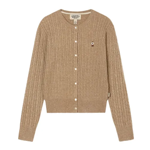 Áo Cardigan Nữ WHOAU Steve High Gauge Wool Cable Cardigan WHCKG1215F Màu Beige