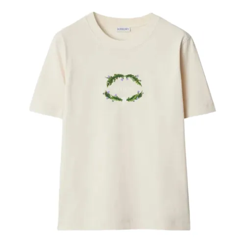 Áo Phông Nữ Burberry White With Logo Printed 8097911 Tshirt Màu Trắng Size S