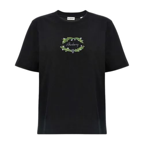 Áo Phông Nữ Burberry With Logo Printed 8097910 Tshirt Màu Đen Size XS