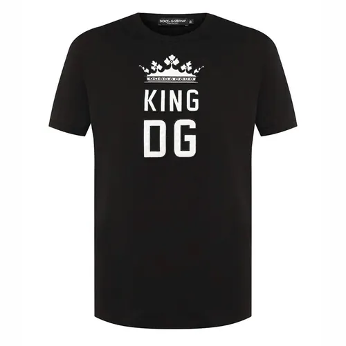 Áo Phông Nam Dolce & Gabbana DG King Print Cotton Tshirt G8JX7Z Màu Đen Size 44