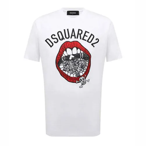 Áo Phông Nam Dsquared2 Graphic-print Cotton S71GD1347 Tshirt Màu Trắng Size XS