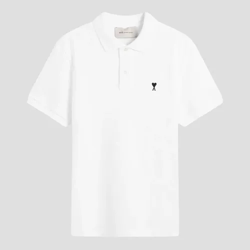 Áo Polo Nam Ami Paris Contrasted Ami De Coeur In White With Logo HPL411.760 Màu Trắng Size S