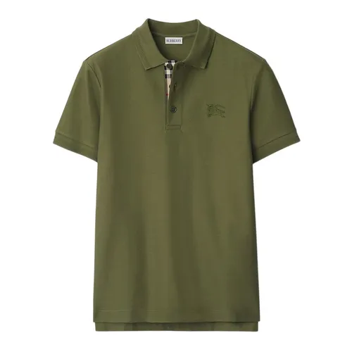 Áo Polo Nam Burberry Slim Fit Cotton Polo Shirt Olive Green 81269321 Màu Xanh Rêu Size XS