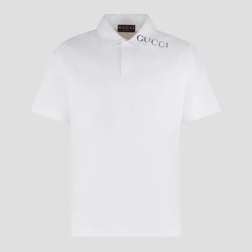 Áo Polo Nam Gucci Dropped Shoulder With Logo Print In White 806255/XJG149074 Màu Trắng Size XS