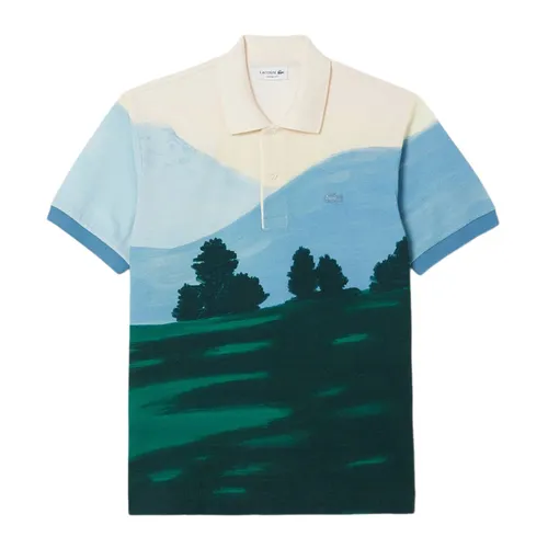 Áo Polo Nam Lacoste Classic Fit Printed Petit Piqué Polo Shirt PH5895 9IX Màu Xanh Size 3