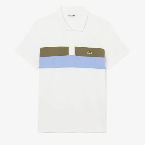 Áo Polo Nam Lacoste Men's Regular Fit Colorblock Petit Piqué Màu Trắng Size 4