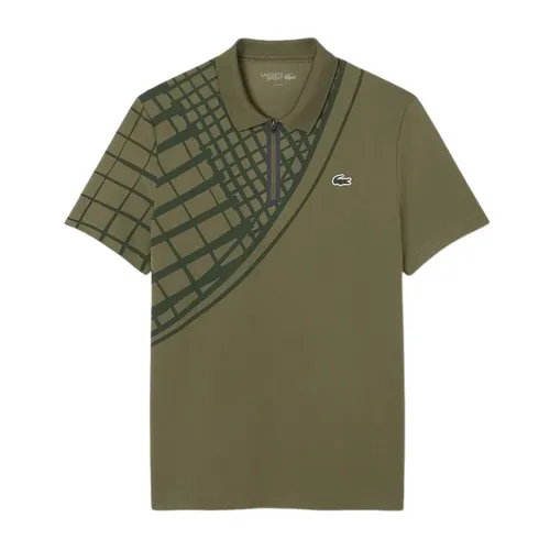 Áo Polo Nam Lacoste Men's Ultra Dry Printed Slim Fit Tennis DH4756 - E9F Màu Xanh Kaki Size 3