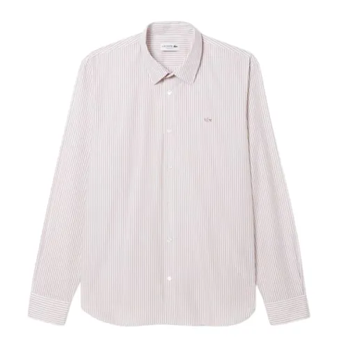 Áo Sơ Mi Dài Tay Nam Lacoste Men's Regular Fit Striped Button Down Shirt CH9087 - 7I4 Màu Trắng/Đỏ Size 41