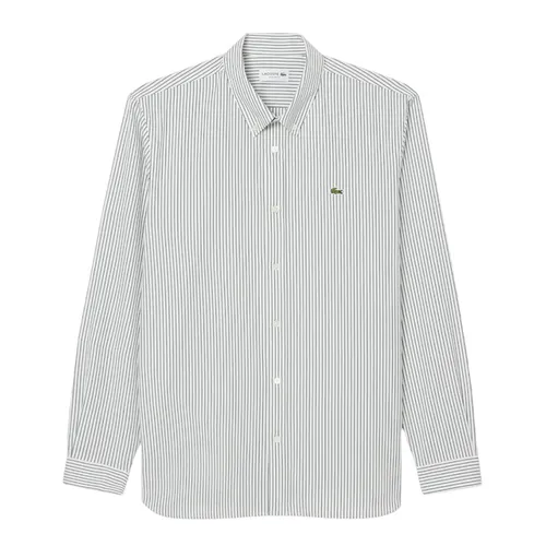 Áo Sơ Mi Dài Tay Nam Lacoste Regular Fit Striped Pinpoint Shirt CH5084 - 737 Màu Xanh Green/Trắng Size 37