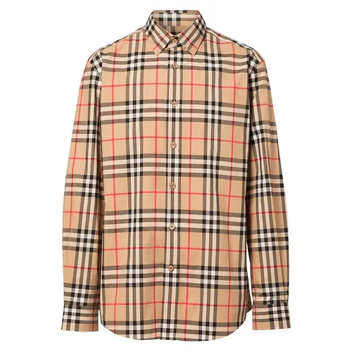 Áo Sơ Mi Nam Burberry Vintage Check Cotton Poplin 8020863 1004 Màu Be Kẻ Size M