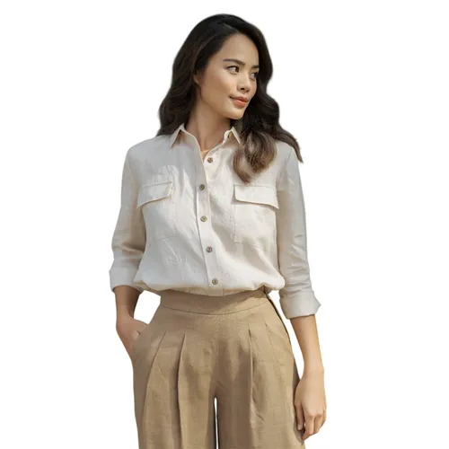 Áo Sơ Mi Nữ F2 Fashion & Freedom Linen Back To Work SMW367-K-S-0420 Màu Kem Size S
