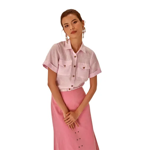 Áo Sơ Mi Nữ F2 Fashion & Freedom Linen Becoming Unveil SMW474-HN-S-0721 Màu Hồng Size S