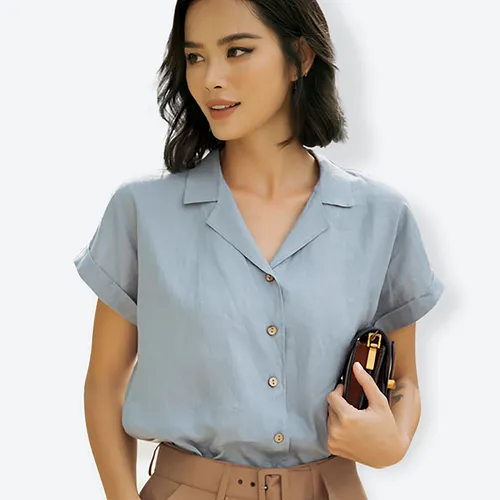 Áo Sơ Mi Nữ F2 Fashion & Freedom Linen Harmony SMW430-XM-S-0820 Màu Xanh Mint Size S