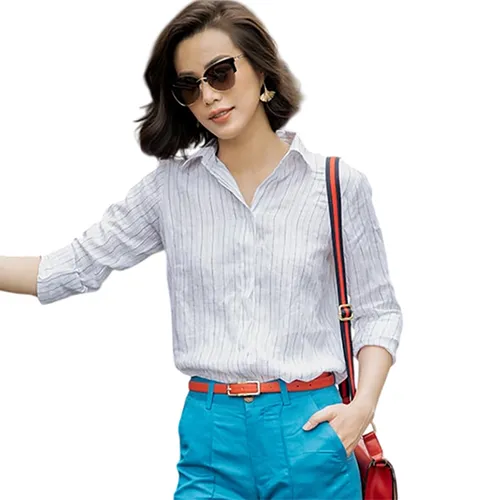 Áo Sơ Mi Nữ F2 Fashion & Freedom Linen New Tune SMW360-TSN-S-0820 Màu Trắng Sọc Size S