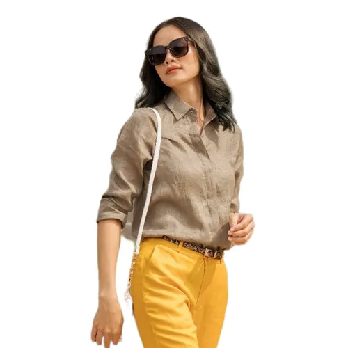 Áo Sơ Mi Nữ F2 Fashion & Freedom Linen Pride SMW360-RN-S-0820 Màu Rêu Nhạt Size S