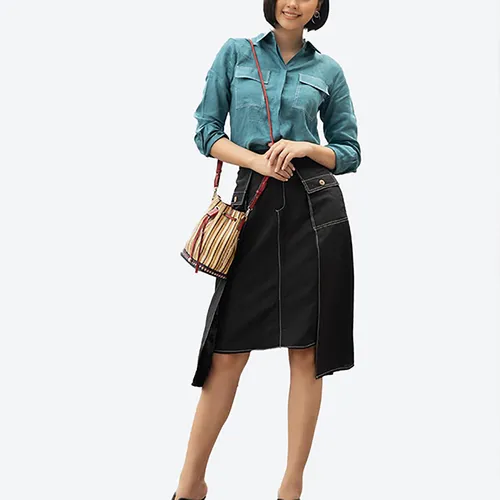 Áo Sơ Mi Nữ F2 Fashion & Freedom Linen Smart Casual SMW396-XCV-XXL-1020 Màu Xanh Cổ Vịt Size XXL