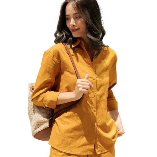 Áo Sơ Mi Nữ F2 Fashion & Freedom Linen SMW360-VN-S-0420 Màu Vàng Nghệ Size S