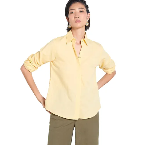 Áo Sơ Mi Nữ F2 Fashion & Freedom Linen Tender Drit SMW360-V-S-0520 Màu Vàng Size S