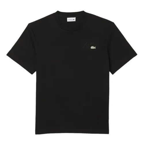 Áo Thun Nam Lacoste Heavy Jersey Embroidered Signature T-shirt TH5492 031 Màu Đen Size 3