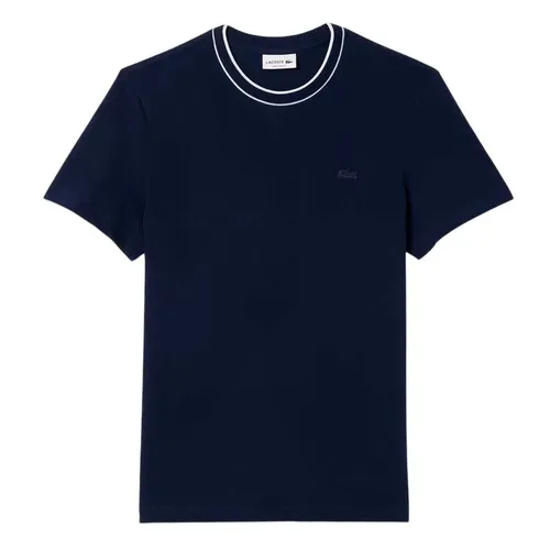 Áo Thun Nam Lacoste Men's Piqué Striped Collar Stretch T-Shirt TH1004 - 166 Màu Xanh Navy Size 4