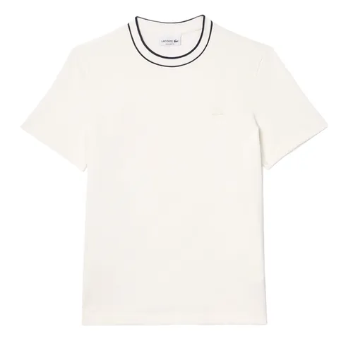 Áo Thun Nam Lacoste Men's Piqué Striped Collar Stretch T-Shirt TH1004 - 70V Màu Trắng Size 3