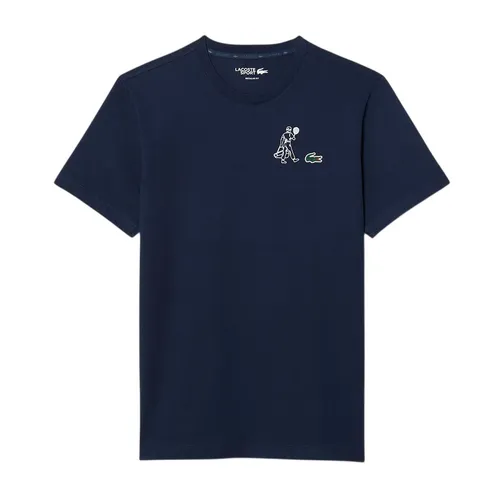 Áo Thun Nam Lacoste Ultra Dry Printed Tennis T-Shirt TH0147 166 Màu Xanh Than Size 3
