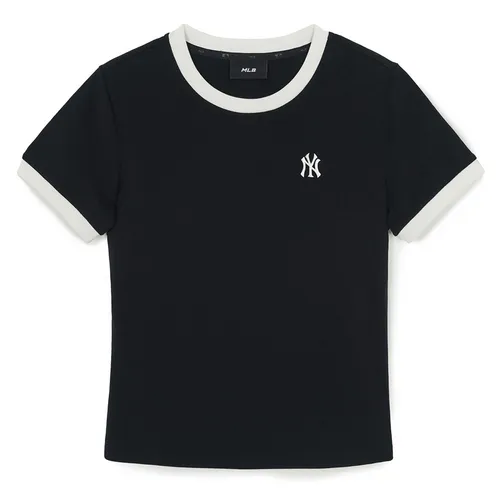 Áo Thun Nữ MLB Basic Small Logo Ringer 3FTSB0263-50BKS Tshirt Màu Đen